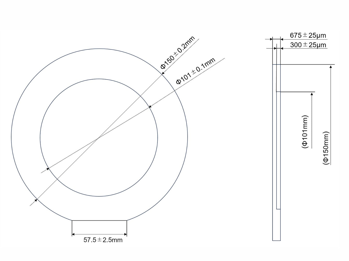 6 Inch Wafer With 4 Inch Pocket_ MPN:150_101NFS x8PCS